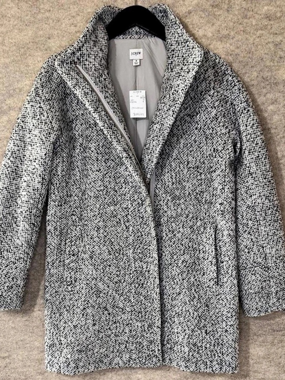 J.Crew Bouclé City Coat Gray & White Size 4